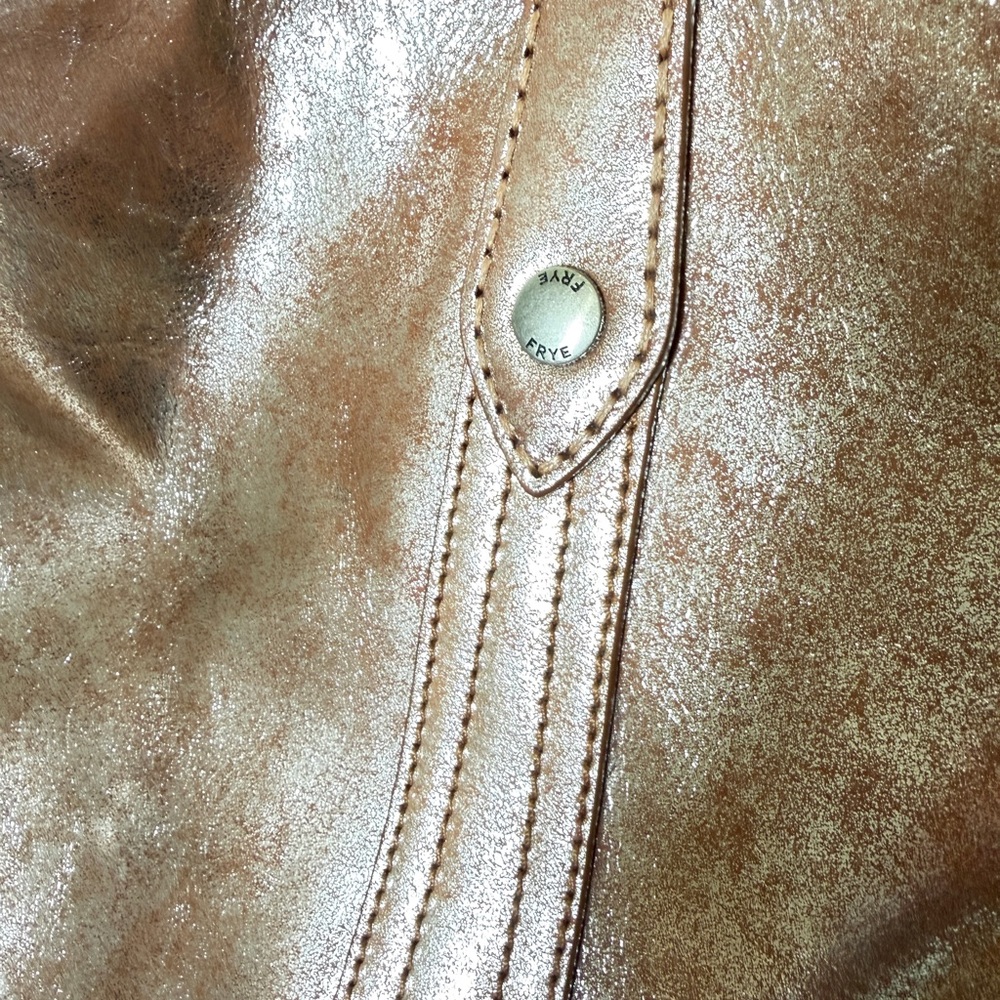 Frye Metallic Tan/Silver Leather Tote Bag - Picture 8 of 9